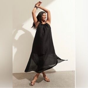 PLS READ Banana Republic Maxi Sundress Sz LP Large Petite Raime Black Crossback